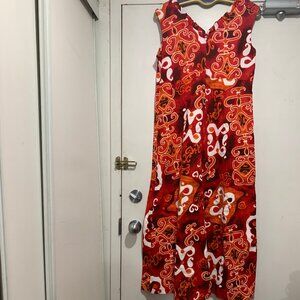 VINTAGE HUKILAU FASHION PRINT MAXI DRESSES SIZE S/M